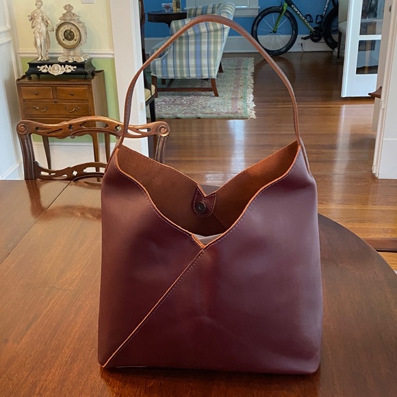 Portland Leather Goods Cognac Brown Oversized Naomi Tote Bag Purse Unicorn - Picture 2 of 10